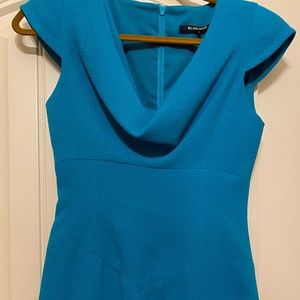 Black Halo Turquoise Draped Midi Dress